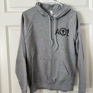 AO1 Gray Pullover Hoodie with Black Graphic
